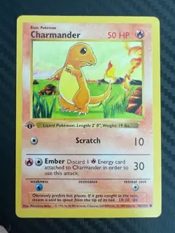 Pokemon TCG Charmander 46/102 1st Edition Shadowless Base Set VLP - Image 1