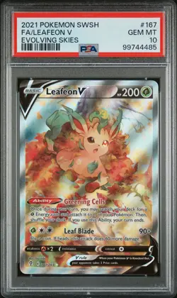 2021 POKEMON SWORD & SHIELD EVOLVING SKIES #167 FULL ART/LEAFEON V PSA 10 - Image 1