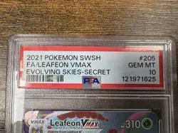 PSA 10 #205 2021 POKEMON SWSH FA/LEAFEON VMAX EVOLVING SKIES-SECRET - Image 3
