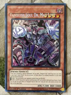 YuGiOh VANQUISH SOUL DR. MAD LOVE **Misprint** Secret Rare RA04-EN045 - Image 2