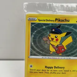 Brand New Sealed Special Delivery Pikachu SWSH074 Promo Pokemon Card Holo Swirl - Image 3