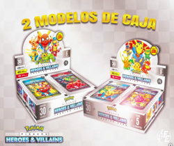 (2 Boxes 60 Cards Packs) New PIKACHU Cosplay 2 HEROES & VILLAINS Flash Edition - Image 1