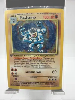 Pokemon TCG Machamp Holo Rare 1st Edition Base Set, Card 8/102, LP Condition - Image 1