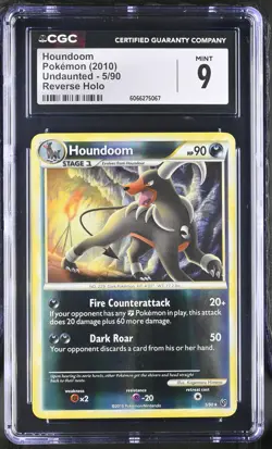CGC 9 MINT Houndoom 2010 Undaunted 5/90 Reverse Holo Pokemon Card - Image 1
