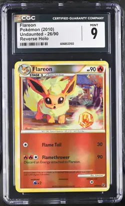CGC 9 MINT Flareon 2010 Undaunted 26/90 Reverse Holo Pokemon Card - Image 1