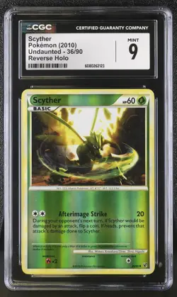 CGC 9 MINT Scyther 2010 Undaunted 36/90 Reverse Holo Pokemon Card - Image 1