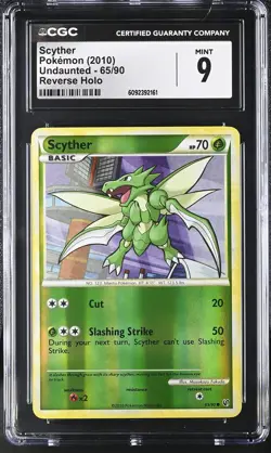 CGC 9 MINT Scyther 2010 Undaunted 65/90 Reverse Holo Pokemon Card - Image 1
