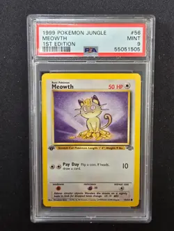 PSA 9 1st edition Meowth - 56/64 - Jungle - 1999 - Pokemon - Image 1