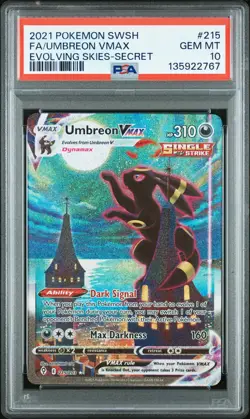 2021 POKEMON SWORD & SHIELD EVOLVING SKIES SECRET FULL ART/UMBREON VMAX PSA 10 - Image 1