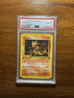 1999 Pokemon Fossil Magmar #39 1st Edition PSA 10 - Image 2