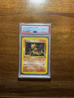 1999 Pokemon Fossil Magmar #39 1st Edition PSA 10 - Image 3
