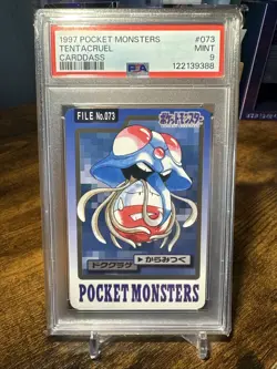 1997 Pokemon Japanese Pocket Monsters Carddass File #073 Tentacruel PSA 9 - Image 1