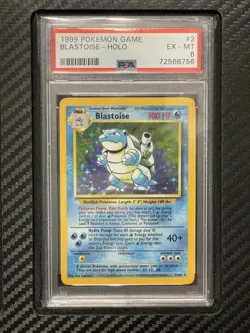 1999 PSA 6 Blastoise #2 Holo Rare WOTC Pokemon Game Base Set Unlimited - Image 1