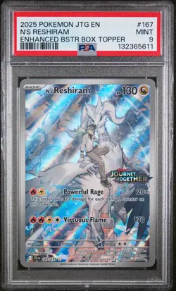 2025 POKEMON JTG EN-JOURNEY TOGETHER #167 N'S RESHIRAM PSA 9 - Image 1