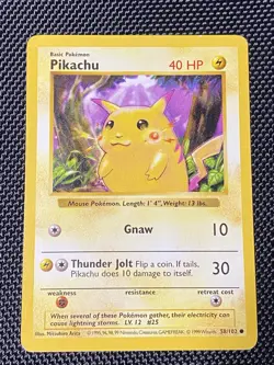 Pikachu Red Cheeks Shadowless 58/102 Base Set 1999 Pokemon TCG Card MP/LP - Image 1