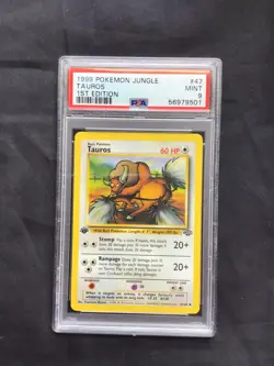 Pokemon Cards: Jungle 1st Edition Uncommon: Tauros 47/64 PSA 9 - Image 1