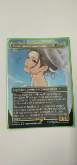 Yuna, Grand Summoner Promo 0001 Final Fantasy Mtg Borderless Foil Ffx - Image 1