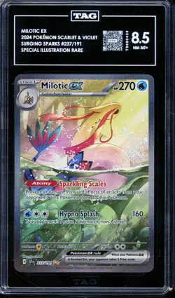 2024 POKEMON S&V SURGING SPARKS 237/191 TAG 8.5 NM SIR MILOTIC ex GRADED - Image 1