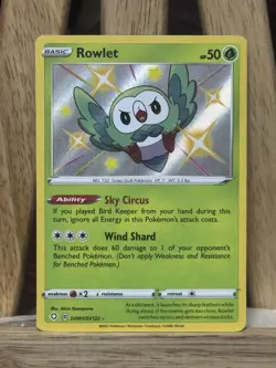 Rowlet SV2/SV94 Shiny Holo Rare Pokemon Hidden Fates: Shiny Vault NEAR MINT NM - Image 1