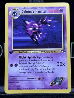 Pokemon TCG Sabrina's Haunter Gym Heroes 58/132 Regular 1st Edition 1999 LP - Image 3