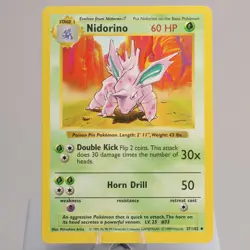 Pokemon TCG - Nidorino 37/102 Base Set Uncommon Shadowless WOTC 1999 - NM - Image 2