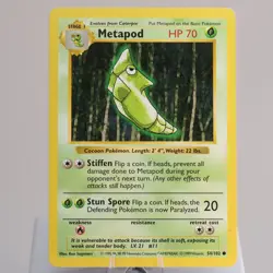 Pokemon TCG - Metapod 54/102 Base Set Common Shadowless WOTC 1999 - EXC/NM - Image 2
