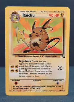 Pokemon Fossil Raichu Non Holo - Lightly Played LP - Original Vintage 29/62 - Image 2