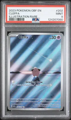 2023 POKEMON OBF EN-OBSIDIAN FLAMES ILLUSTRATION RARE #202 CLEFFA PSA 9 - Image 1
