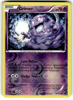 Pokemon 2013 Near Mint NM Grimer 45/116 Plasma Freeze REVERSE Card - Image 1