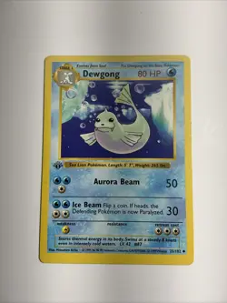 Dewgong 025/102 Base Set (Shadowless) Regular 1st Edition Rare Pokemon TCG Card - Image 1