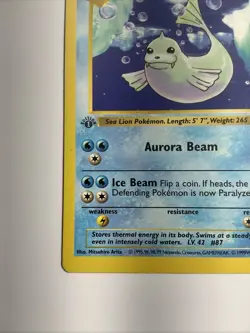 Dewgong 025/102 Base Set (Shadowless) Regular 1st Edition Rare Pokemon TCG Card - Image 3
