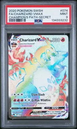 Pokemon TCG Charizard VMAX Champions Path Holo Card 074/073 Secret Rare PSA 9 - Image 1