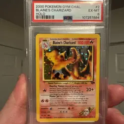 2000 Blaine's Charizard 002/132 Pokemon Card Vintage Gym Challenge Holo PSA 6 - Image 1