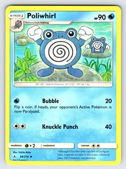 Poliwhirl 38/214 2019 S&M Unbroken Bonds Pokemon Card TCG Uncommon - Nm/Vlp - Image 1
