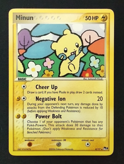 Minun 4/17 Pokemon Pop Series 3 Rare Non Holo Card NM - Image 1