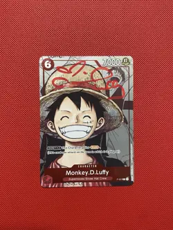 Monkey D Luffy Promo 25th Anniversary Alt Art P-001 One Piece Card Signed Voice - Image 1