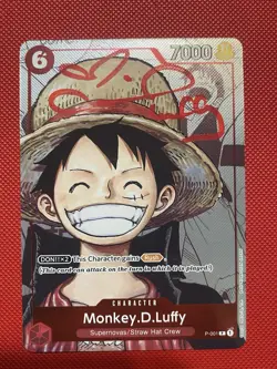 Monkey D Luffy Promo 25th Anniversary Alt Art P-001 One Piece Card Signed Voice - Image 2