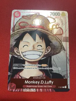 Monkey D Luffy Promo 25th Anniversary Alt Art P-001 One Piece Card Signed Voice - Image 3