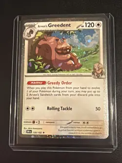 Pokemon Arven's Greedent 159/182 Destined Rivals Cosmo Holo **Blister Exclusive* - Image 1