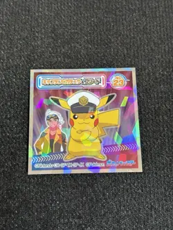 Pokemon Lotte Wafer Captain Pikachu Holo No.23 Sticker NINTENDO Japanese - Image 1