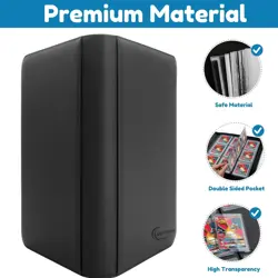 Top Loader Binder - 9 Pocket Card for 3"x4" Large Standard Size, Black - Image 2