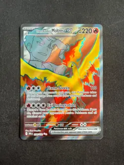 Team Rocket's Moltres 208/182 Destined Rivals Pokemon card Ultra Mint Full Art - Image 1