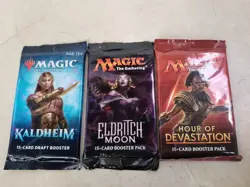 Lot of 3 Magic The Gathering Kaldheim, Hour of Devastation, Eldritch Moon Packs - Image 1