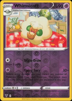 Pokemon - Whimsicott #076/185 - SWSH04: Vivid Voltage Reverse Holo - Image 1