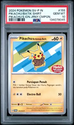 2024 POKEMON INDONESIAN SV-P PROMO #155 PIKACHU IN BATIK SHIRT PSA 10 - Image 1