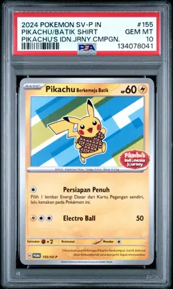 2024 POKEMON INDONESIAN SV-P PROMO #155 PIKACHU IN BATIK SHIRT PSA 10 - Image 1