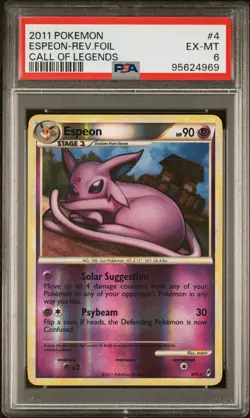 2011 POKEMON CALL OF LEGENDS 4 ESPEON-REVERSE FOIL PSA 6 - Image 1