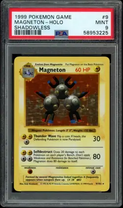 Pokemon Magneton Base Set Shadowless #9 Holo Rare PSA 9 Mint - Image 1