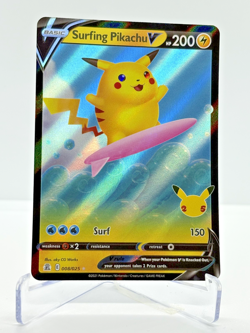 Pokemon TCG Surfing Pikachu V Celebrations 008/025 Holo Ultra Rare - NEAR MINT - Image 1