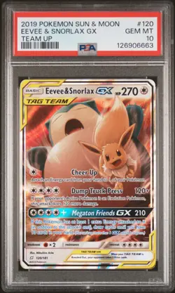 (AUS) Pokemon TCG 2019 Sun & Moon Team Up Eevee & Snorlax GX 120/181 PSA 10 - Image 3